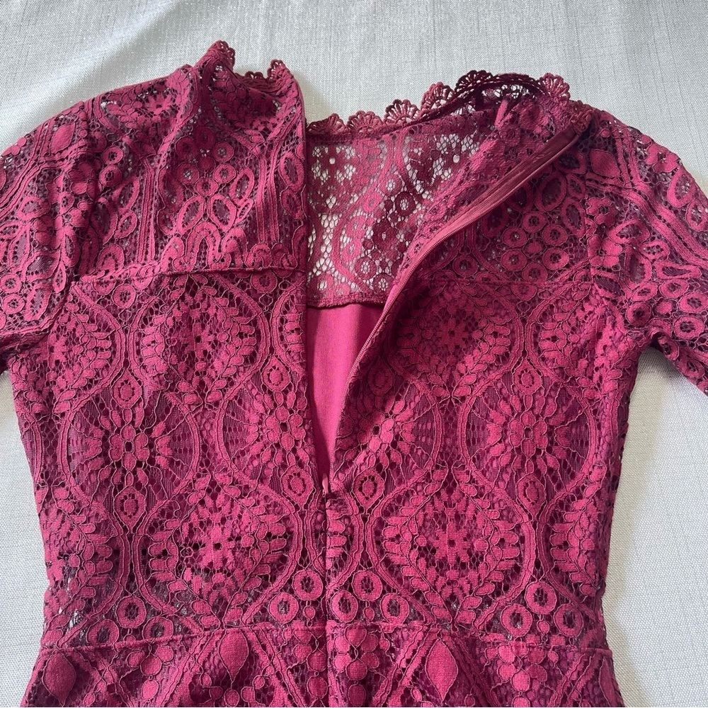 Lulu’s Remarkable Burgundy Lace Sheath Dress. Size XS - Picture 5 of 16